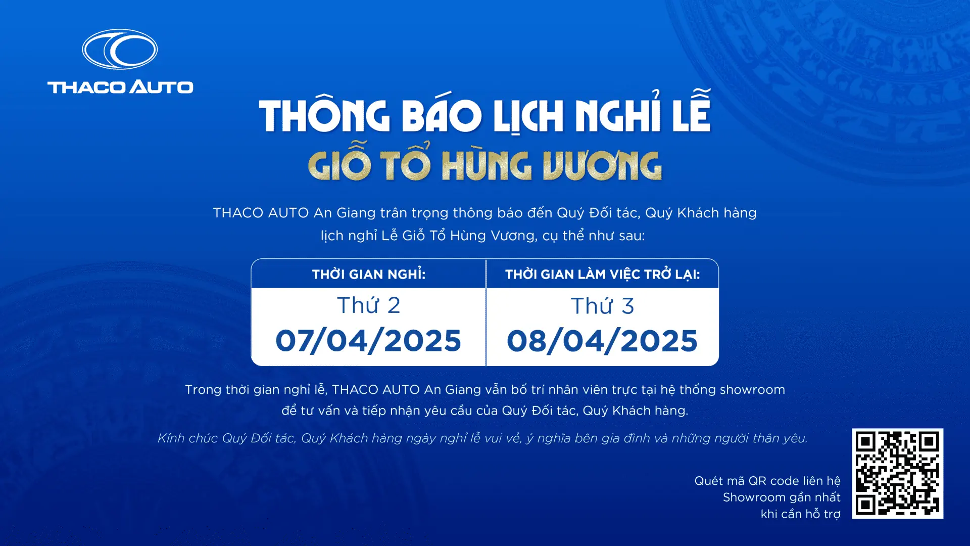 THÔNG BÁO LỊCH NGHỈ LỄ GIỖ TỔ HÙNG VƯƠNG